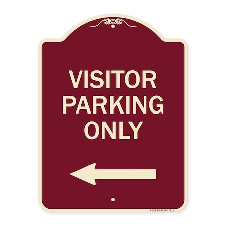 Signmission Reserved Parking Visitor Parking W/ Left Arrow Heavy-Gauge Aluminum Sign, 24" x 18", BU-1824-23021 A-DES-BU-1824-23021